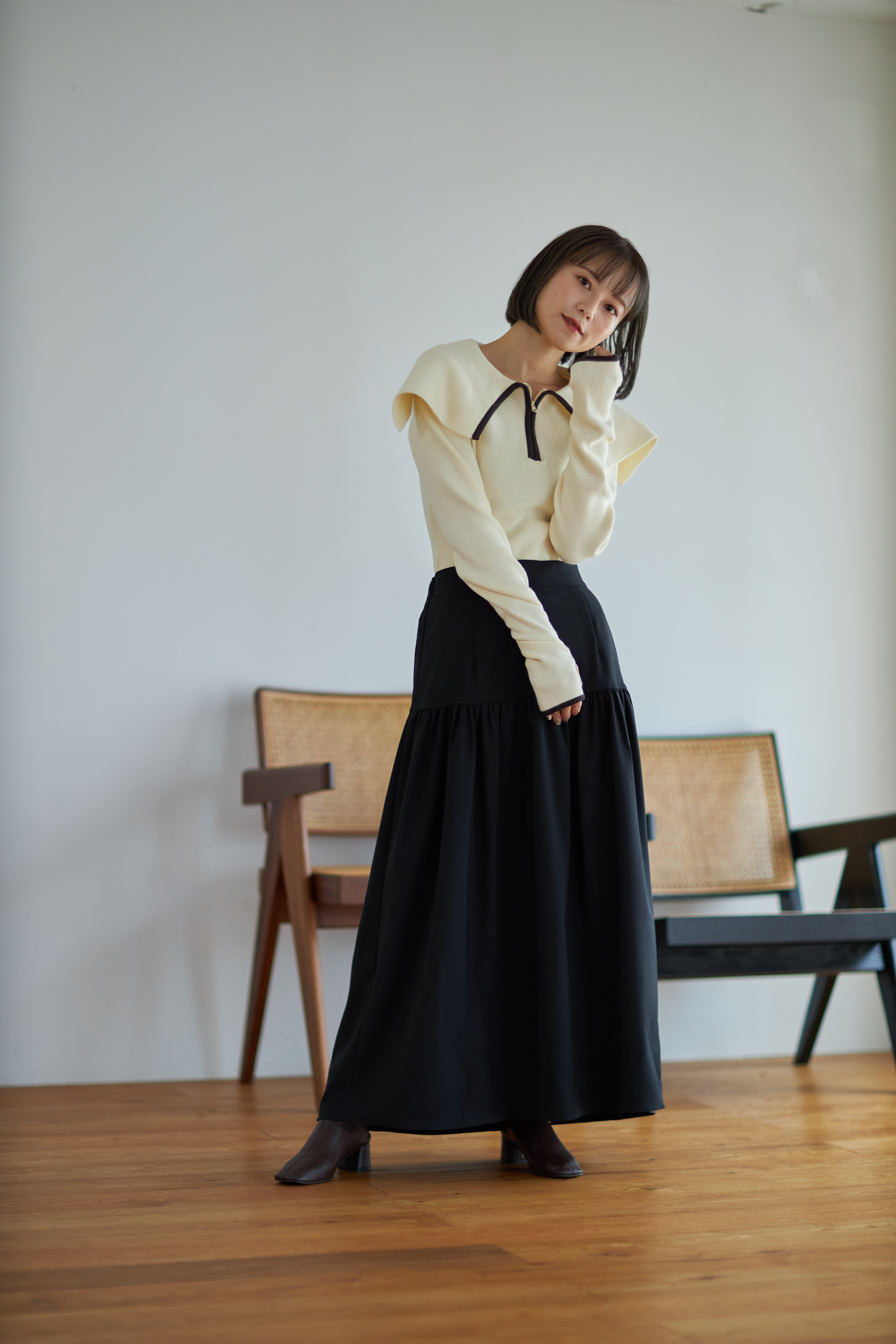 original half zip big collar knit TOPS Reurie'（レウリィ）