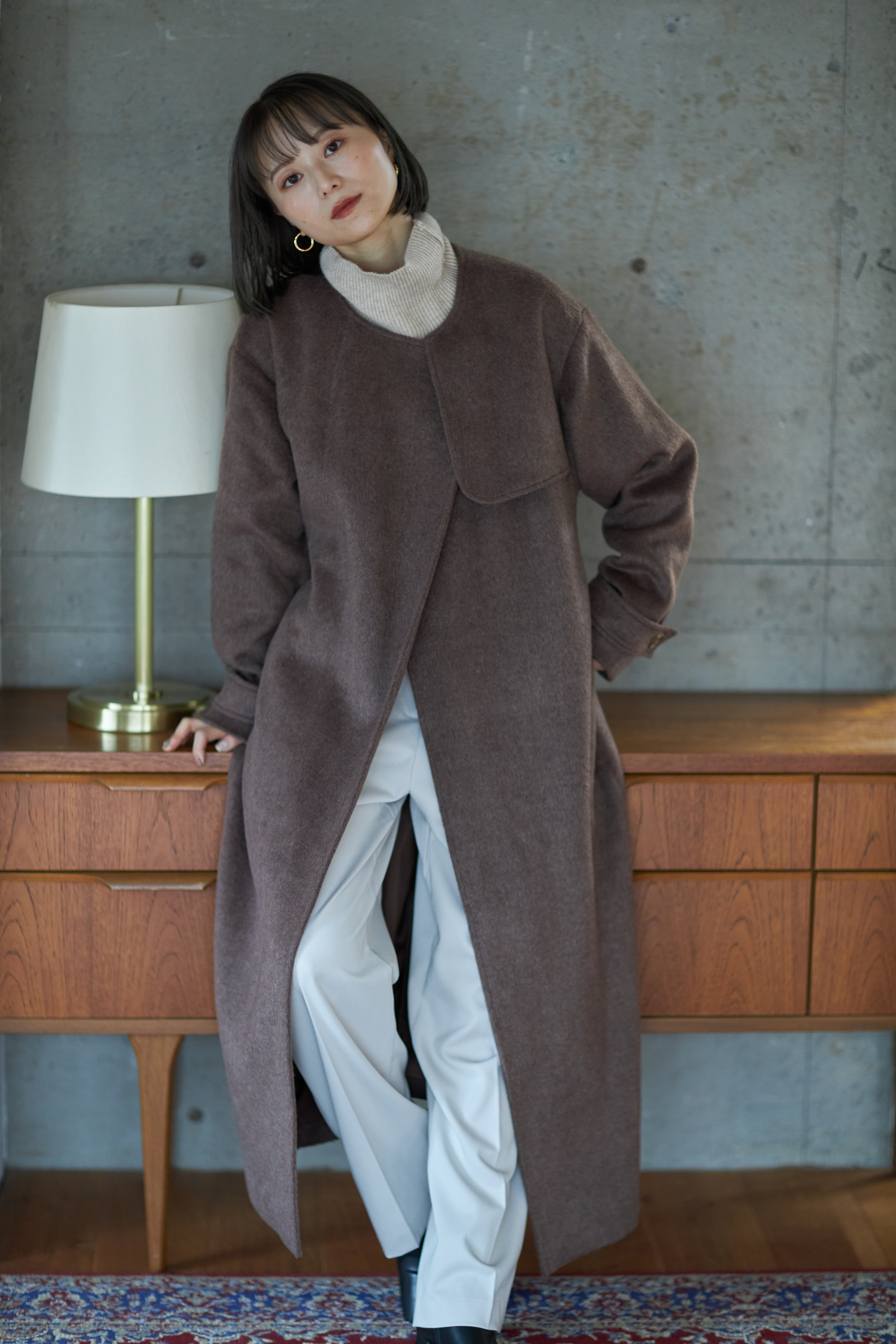 [Aere/アエレ]no collar wool coat