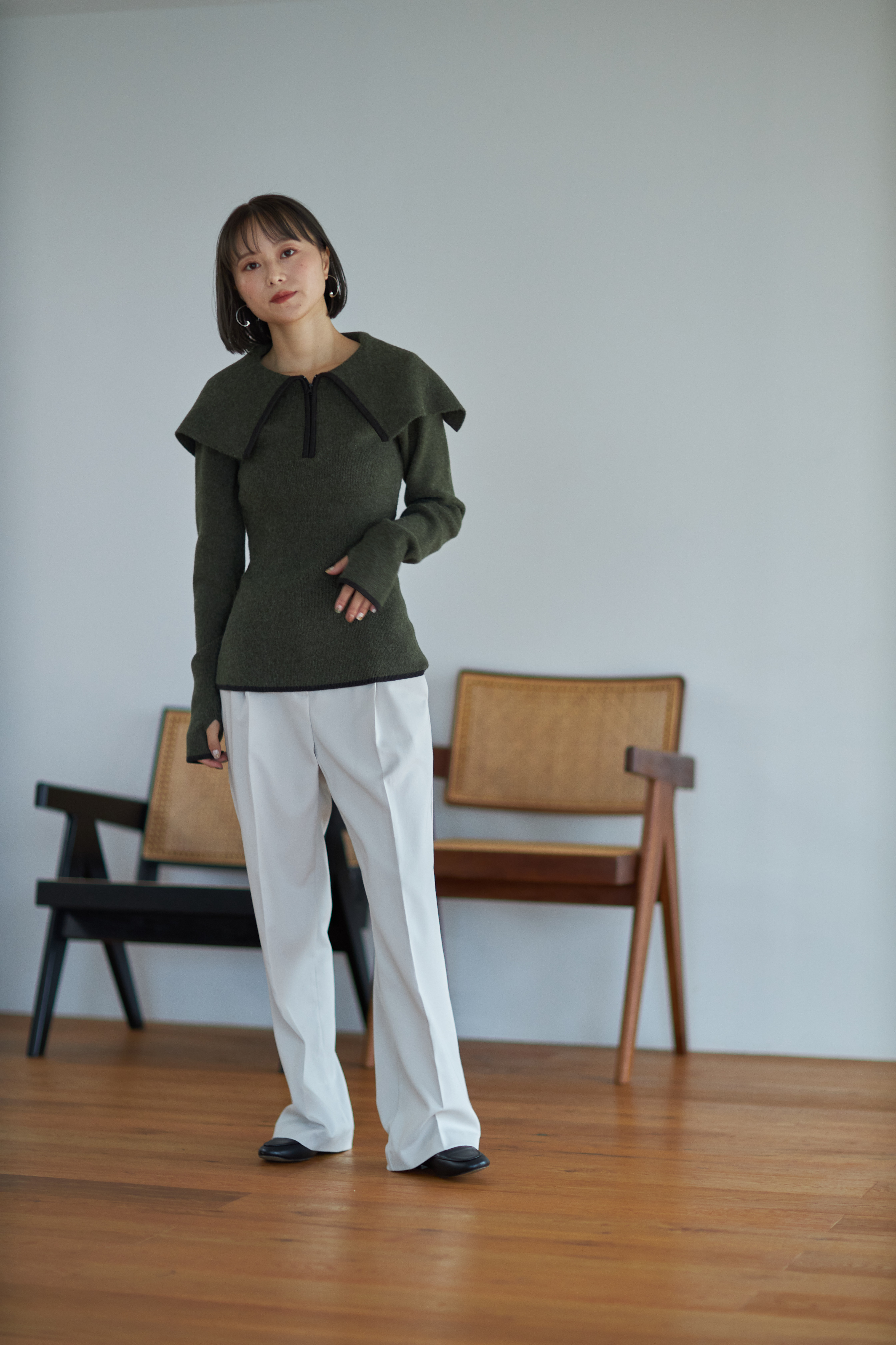 original half zip big collar knit