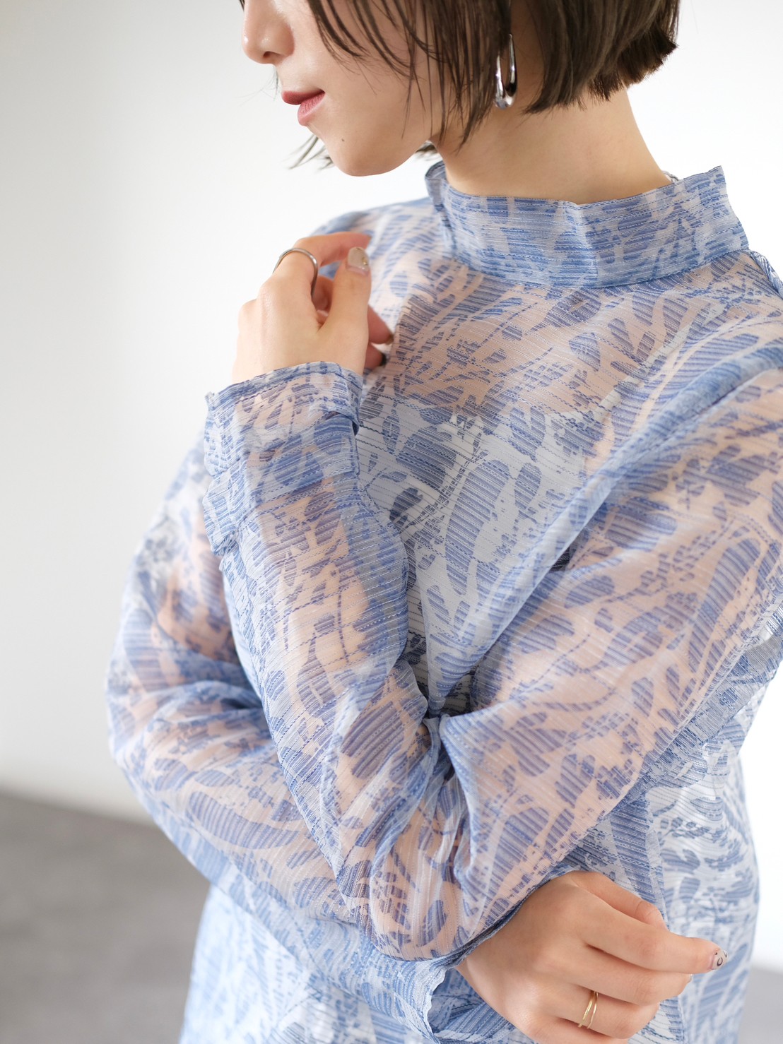 I_am sheer jacquard blouse