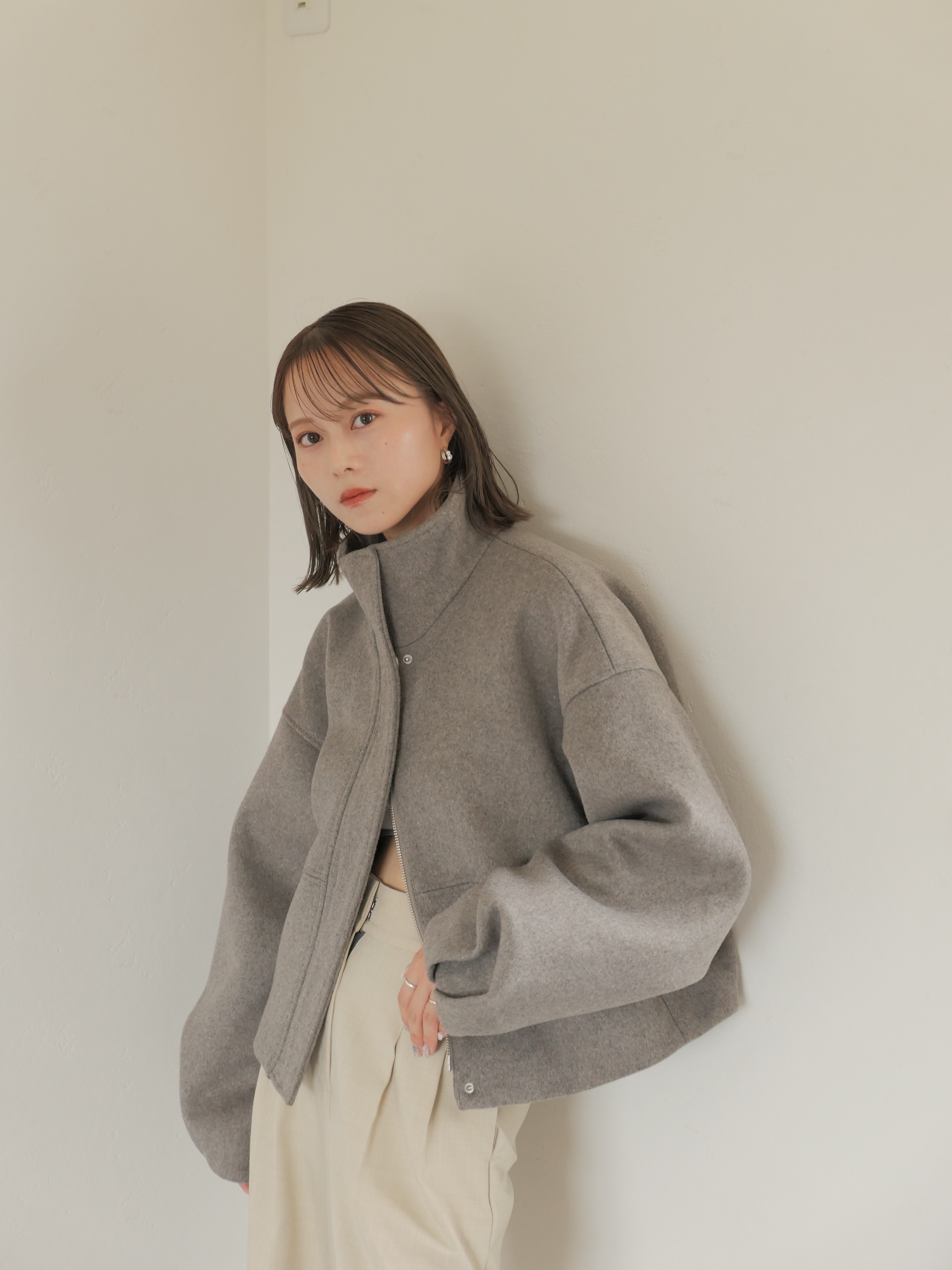 original wzip short wool coat