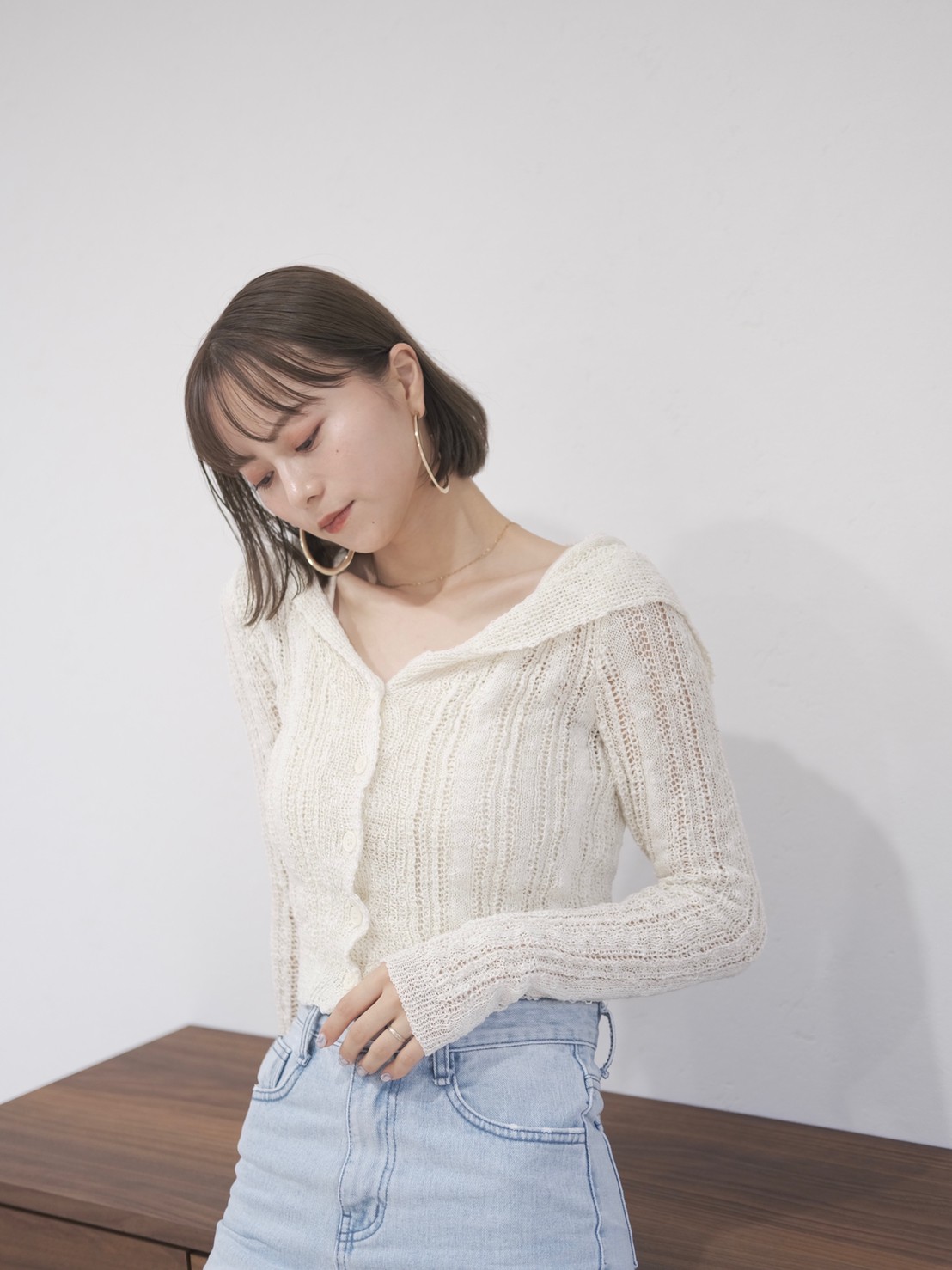 long sleeve sailor cardigan TOPS Reurie'（レウリィ）