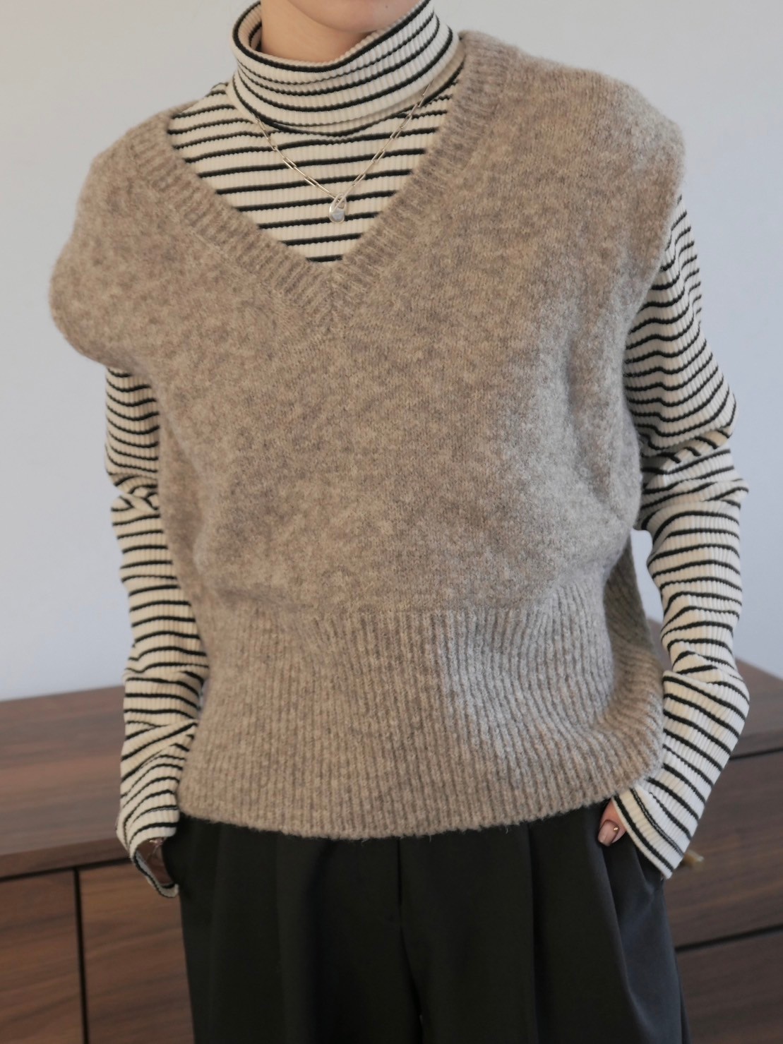 rus Multicolor frayed vest ニットベスト rus Multicolor