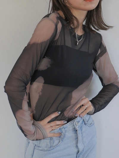 pattern sheer top