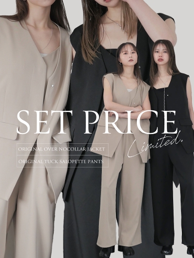 ySETizoriginal over nocollar jacket + original tuck salopette pants
