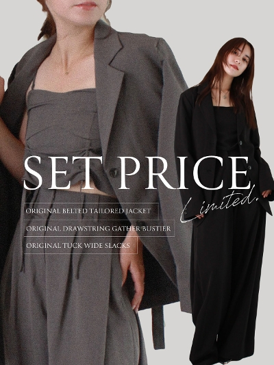 ySETiztailored jacket +gather bustier+ wide slacks3_Zbg