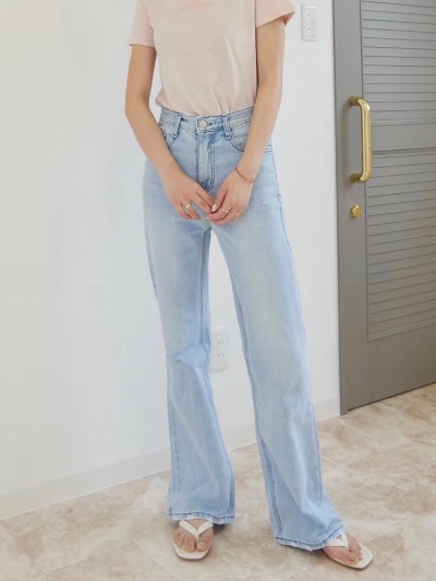 high rise flare denim