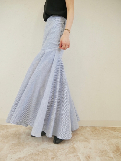 seersucker flare skirt