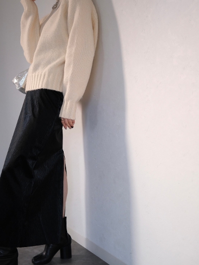 eco leather washer narrow skirt