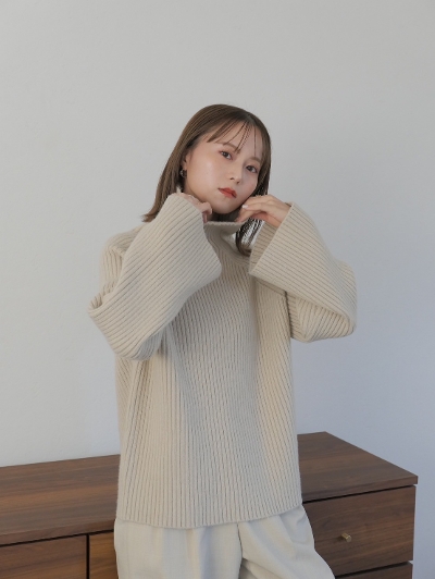 over flare sleeve rib knit